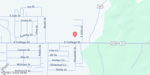 Map showing The Pentecostal Church of Bono at 700 E College St, Bono, AR