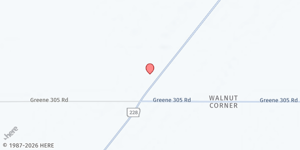 Map showing Walnut Corner General Baptist Church at 2415 AR-228, Bono, AR