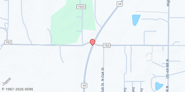 Map showing Brookland Church of Christ at 9664 US-49 Business, Brookland, AR