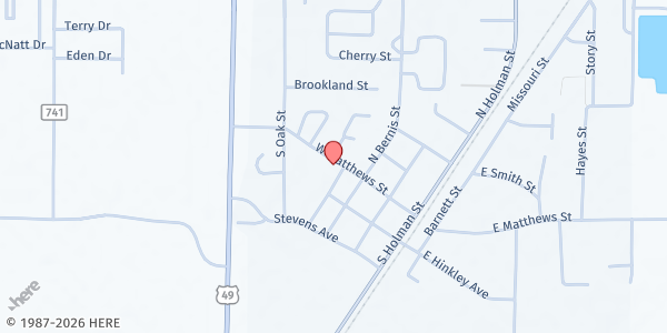 Map showing Brookland United Methodist Church at 301 W Matthews St, Brookland, AR
