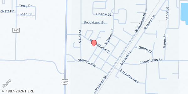 Map showing Brookland United Methodist Church at 301 W Matthews St, Brookland, AR