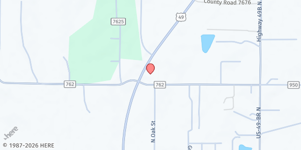 Map showing Christian Life Center at 9358 US 49, Brookland, AR