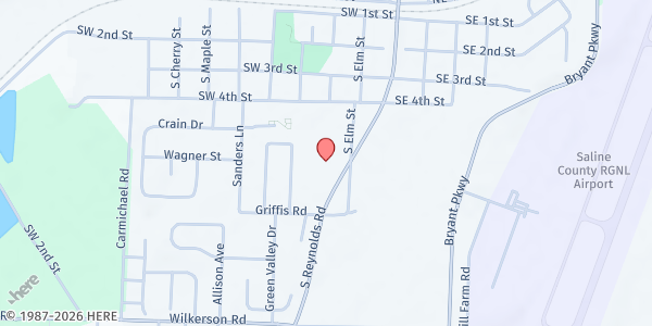 Map showing First Southern Baptist Church at 604 S Reynolds Rd, Bryant, AR