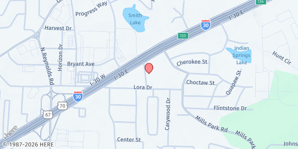 Map showing Indian Springs Baptist Church at 23581 Interstate 30, Bryant, AR