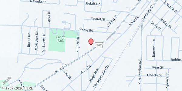 Map showing Feed the Veterans - Cabot at 1212 S. 2nd St., Cabot, AR