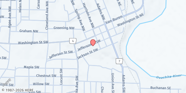 Map showing First United Methodist Church Food Pantry at 223 Jefferson Avenue St SW, Camden, AR