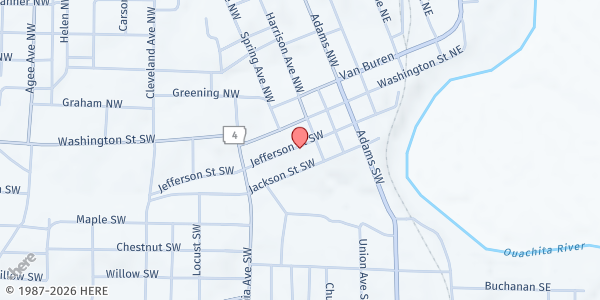 Map showing First United Methodist Church Gymnasium at 223 Jefferson St. SW., Camden, AR