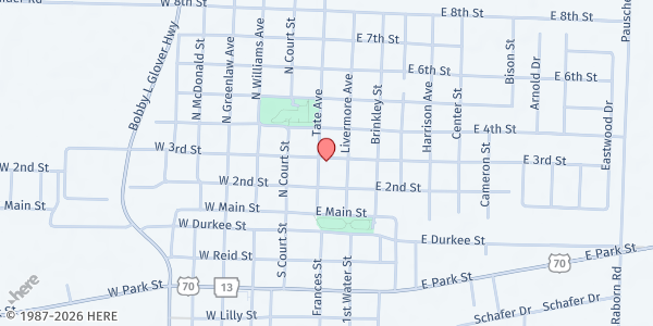 Map showing First MC - Carlisle / Shelby's Pantry at 215 East 3rd St, Carlisle, AR
