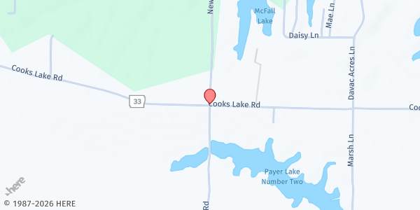 Map showing Fire Department - Casscoe at Cook Lake Road, Casscoe, AR