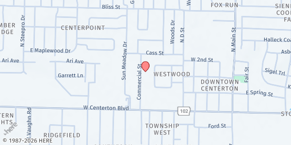 Map showing Christian Life Center at 425 W. Centerton Blvd., Centerton, AR