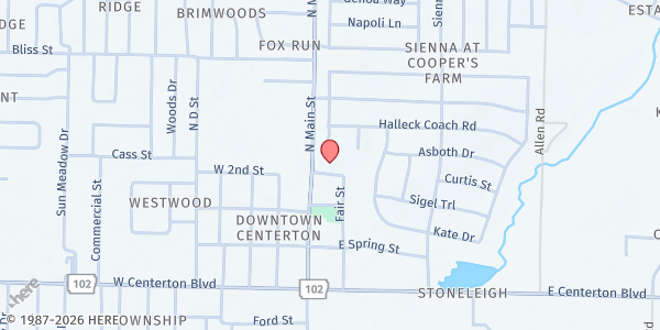 Map showing H2O Food Pantry at 424 N Main St, Centerton, AR