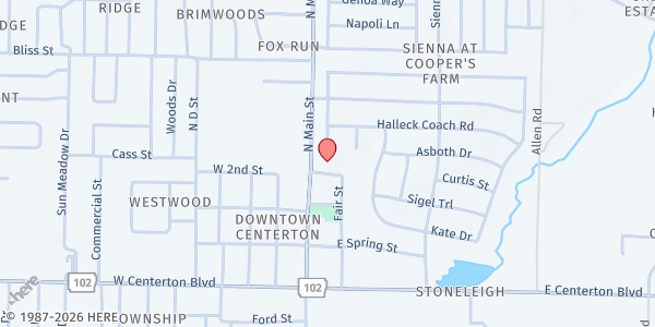Map showing Living Waters United Methodist Church at 424 N Main St, Centerton, AR
