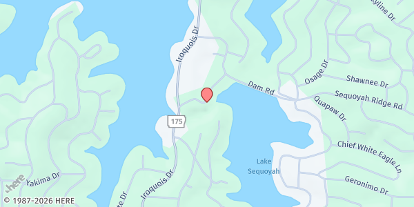 Map showing First Baptist Cherokee Village Food Pantry at 6 Iroquois Drive, Cherokee Village, AR