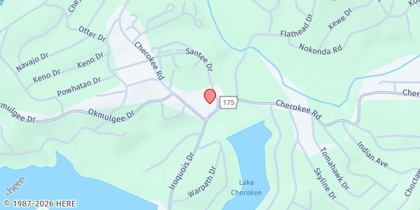 Map showing Sharp County Senior Center at 2 Santee Drive, Cherokee Village, AR