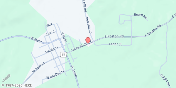 Map showing Chidester Baptist Church at 161 Tates Bluff Rd., Chidester, AR