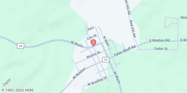 Map showing Rushing Memorial United Methodist Church at 302 N. Benton, Chidester, AR