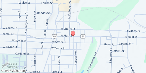 Map showing Community Outreach Center at 100 S. Fulton St., Clarksville, AR