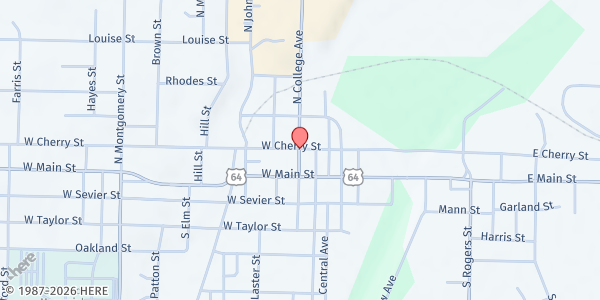 Map showing Interfaith Services Network at 212 N. College Ave., Clarksville, AR