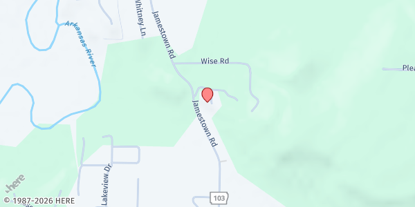 Map showing Jamestown Assembly of God at 108 Wise Rd., Clarksville, AR