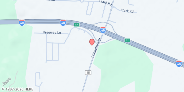 Map showing River Valley Church of Christ - Food Distribution Center at 1005 Interstate Dr, Clarksville, AR