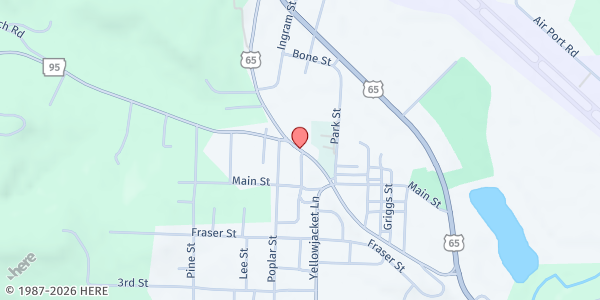 Map showing Van Buren County Food For Life at 599 Highway 65 Business, Clinton, AR