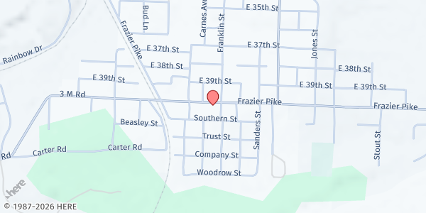 Map showing City Church of College Station at 4208 Frazier Pike, College Station, AR