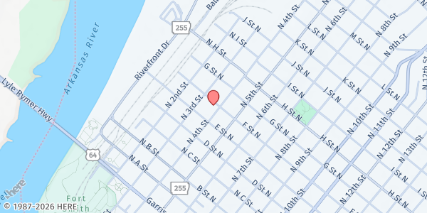 Map showing Community Rescue Mission at 310 North F St., Conway, AR