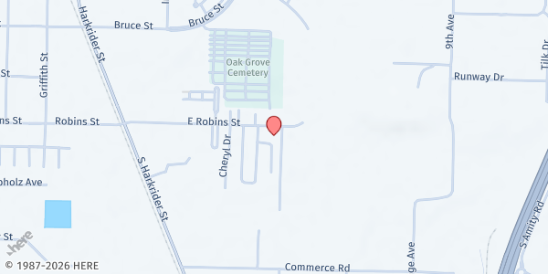 Map showing Conway Ministry Center at 225 E Robins, Conway, AR