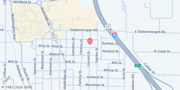 Map showing Greater Pleasant Branch Baptist - Conway at 601 Spruce St, Conway, AR