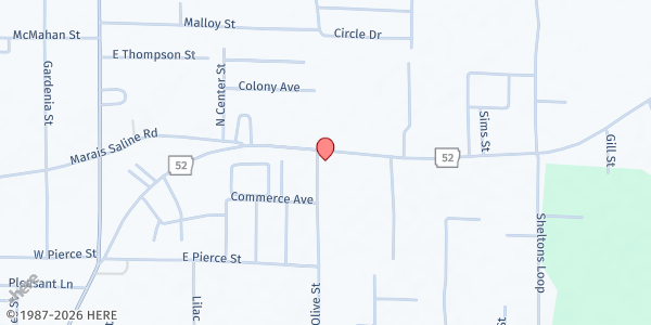 Map showing Mount Olive Baptist Church - Crossett at 1533 State Hwy. 52 W., Crossett, AR
