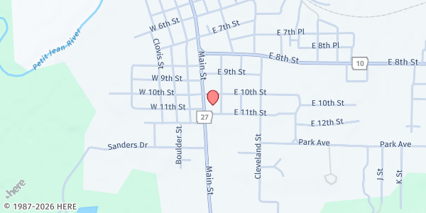 Map showing First Baptist Church at 1009 Main St, Danville, AR
