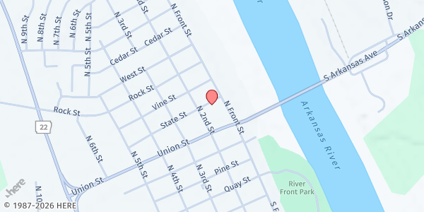 Map showing Sharing & Caring - Dardanelle at 107 State St, Dardanelle, AR
