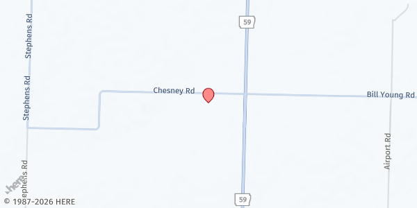 Map showing Maranatha Siloam Spanish SDA Company at 20927 Chesney Rd., Dawn Hill, AR