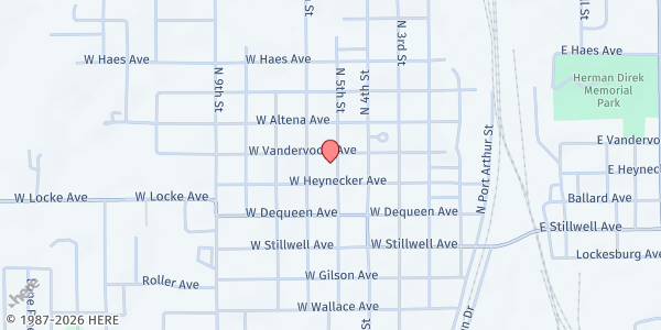 Map showing Chalice Cupboard at 315 N. 5th St., De Queen, AR