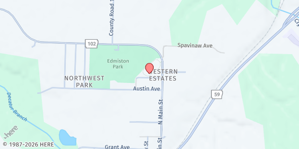 Map showing F2F Pantry Decatur at 1105 N Main St, Decatur, AR