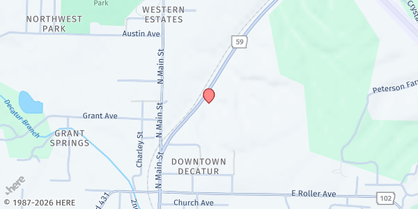 Map showing Fellowship Full Gospel of Decatur at 638 hwy 59, Decatur, AR