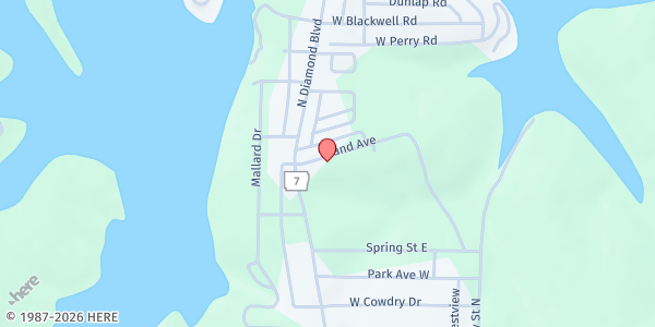 Map showing Good Neighbor Food Cupboard at 320 Grand Ave., Diamond City, AR