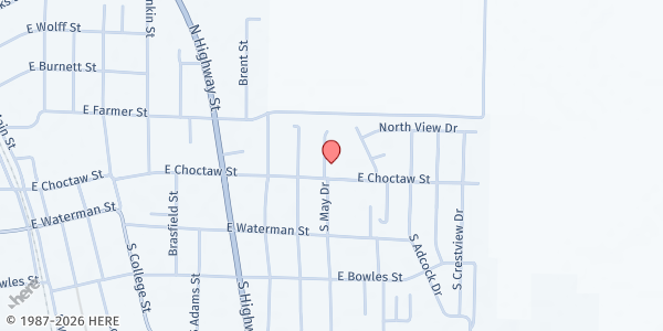 Map showing Dumas Food Pantry at 901 E Choctaw St, Dumas, AR