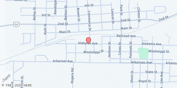 Map showing Total Deliverance Cathedral at 400 Commerce St., Earle, AR
