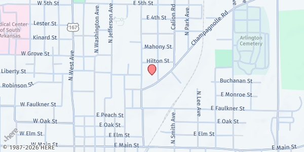 Map showing Interfaith Help Service at 512 Champagnolle Rd, El Dorado, AR