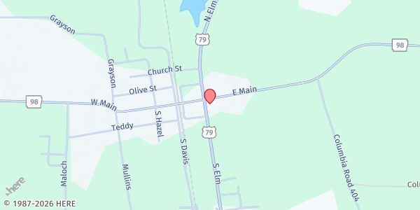 Map showing Emerson Community Outreach at 107 Kelly St., Emerson, AR