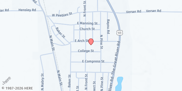 Map showing Eudora Food Pantry at 1329 N Front St, Eudora, AR