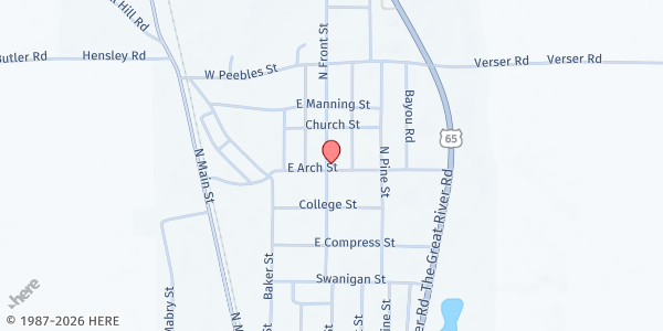 Map showing Eudora Food Pantry at 1329 N. Front St., Eudora, AR