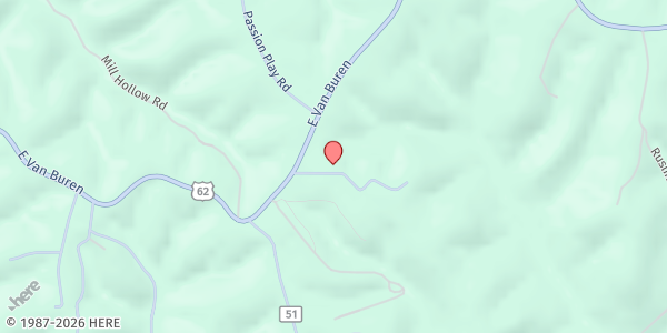 Map showing A Cup Of Love Ministry at 4032 E Van Buren, Eureka Springs, AR