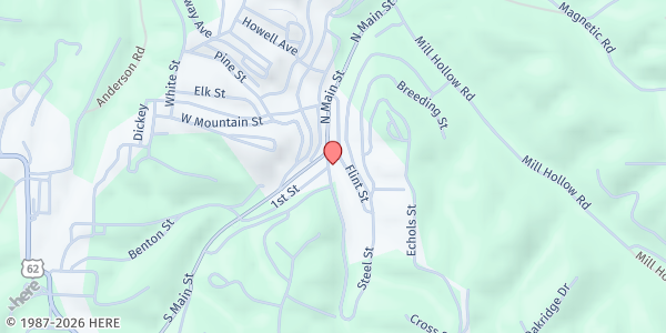 Map showing Flint Street Fellowship at 28 Flint St, Eureka Springs, AR