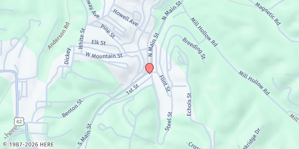 Map showing Flint Street Fellowship at 28 Flint St., Eureka Springs, AR