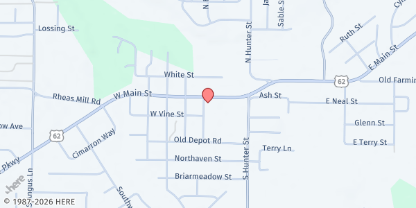 Map showing The Lord's Pantry at 49 West Main Street, Farmington, AR