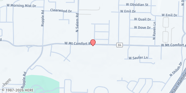 Map showing Banford House at 3281 W. Mt. Comfort Rd., Fayetteville, AR