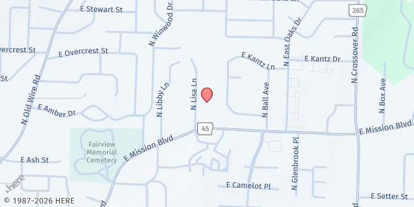 Map showing Fayetteville Christian School at 2006 E. Mission Blvd., Fayetteville, AR