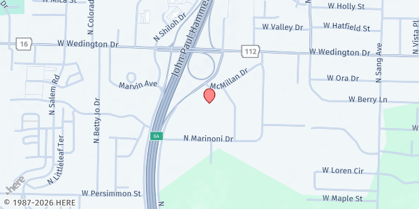 Map showing Fayetteville Mobile Pantry at 2801 W McMillan Dr, Fayetteville, AR